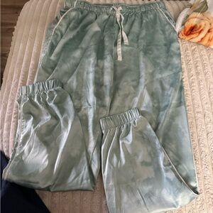 stars above Sage Green Tie-Dye Satin Pajama Pants